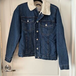 Primark Blue Jean Jacket with White Collar